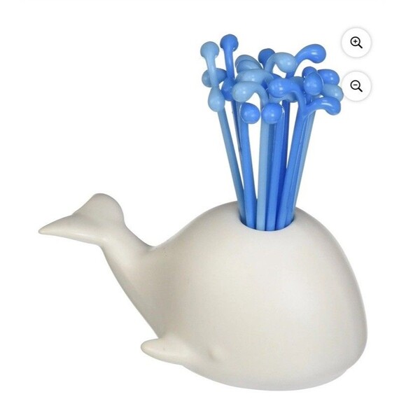 Whale Fountain Fruit Fork Set 16 Pieces W/ Base for Party Decor, Bar Supply, NEW - Picture 2 of 12